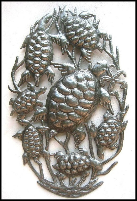 Metal Wall Hanging, Metal Turtle, Coastal Decor, Garden Decor, Island Decor, Garden Art, Haitian Met